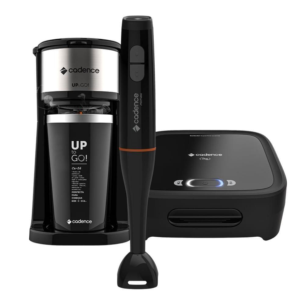 Kit Trio Black Cadence Cafeteira Sanduicheira Mixer 220V