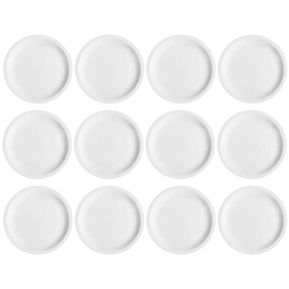 Jogo 12 Pratos de Sobremesa em Porcelana 19cm Classe Única Iguaçu Germer Branco