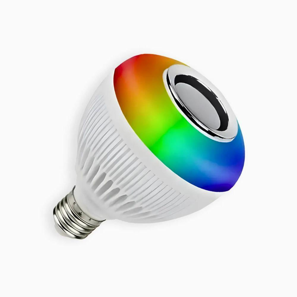 Lâmpada Musical Caixa Som 12w Bluetooth Luz Led Rgb Controle Bivolt
