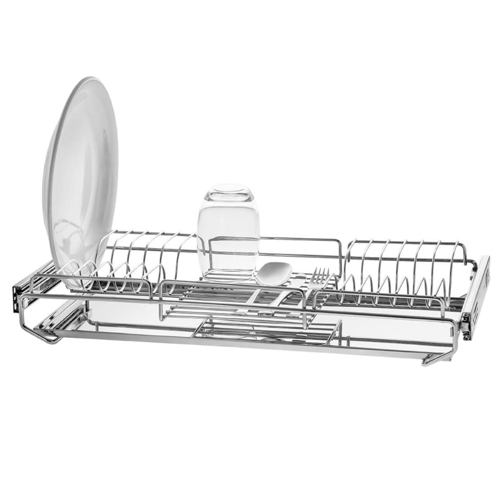 Escorredor de Louças Pratos Aéreo 670mm com Bandeja Corrediças Deslizantes Schmitt Cromado