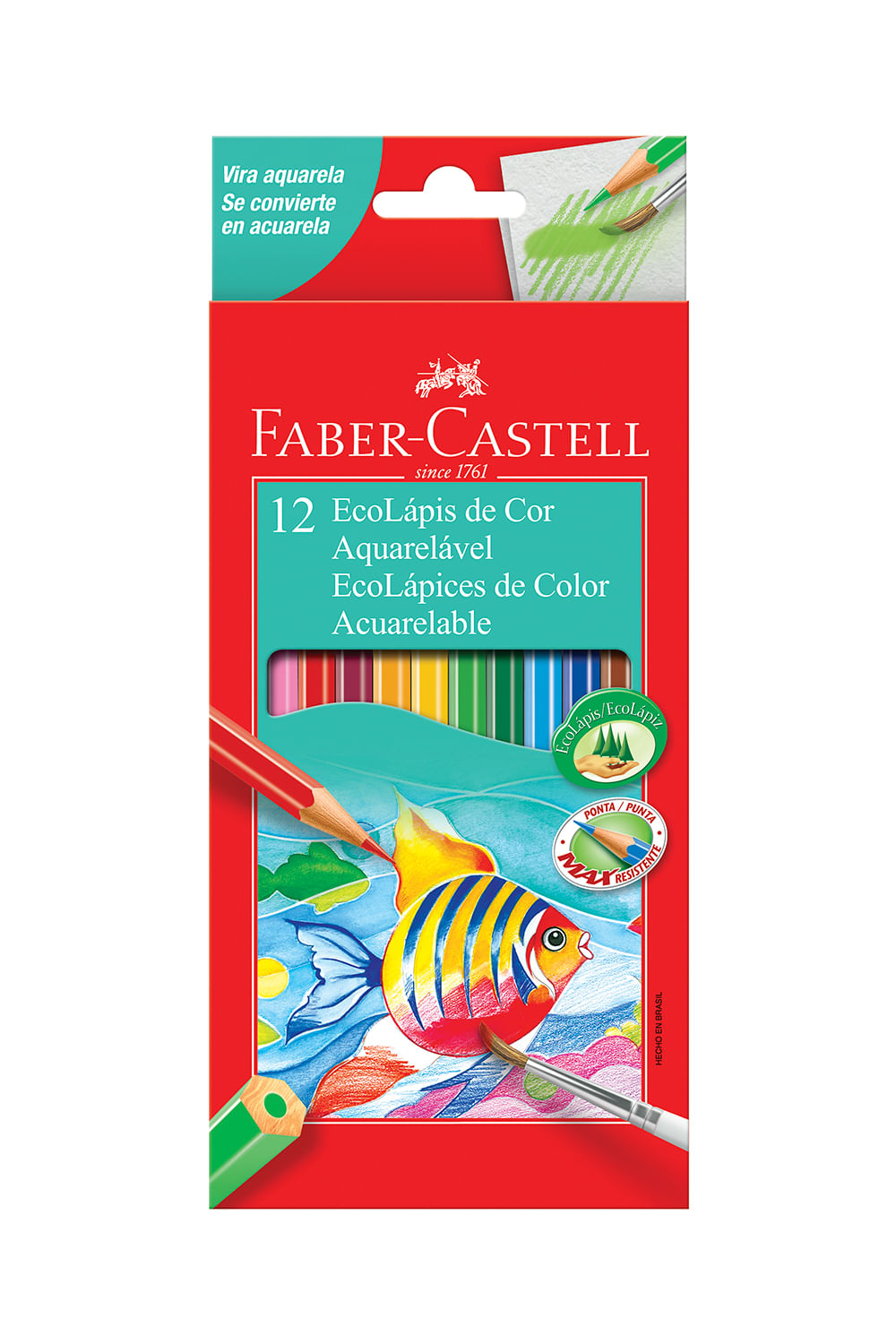 Lápis de Cor Faber-Castell Ecolápis Aquarelável 12 Cores