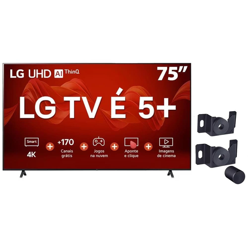Smart TV 75 LG 4K UHD ThinQ AI 50UR8750PSA + Suporte Fixo para TV Modelo SAV-1000