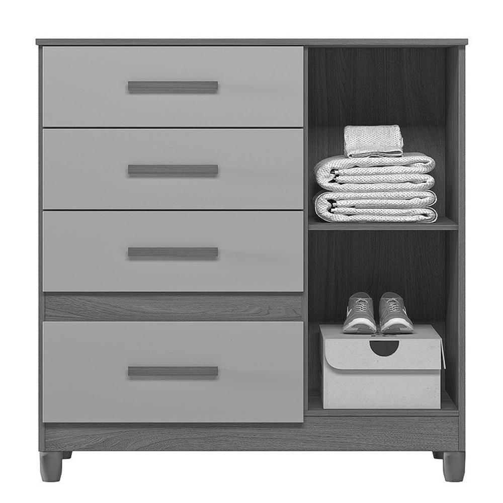 Cômoda Sapateira Vênus 1 Porta E 4 Gavetas Flex Castanho Wood Com Pés Moval Castanho Wood