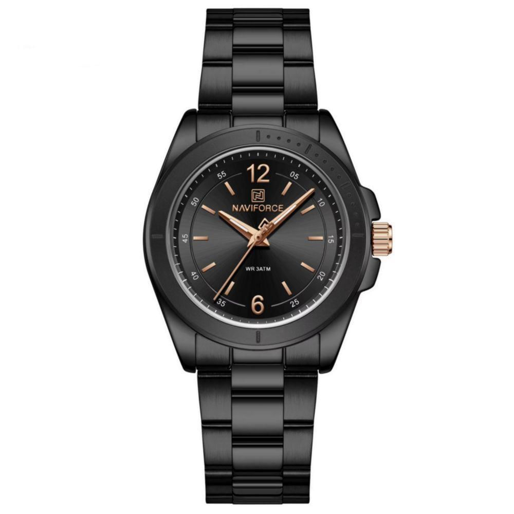 Relógio De Pulso Feminino Em Aço Inoxidavel Confortável Design Elegante à Prova D´agua Preto
