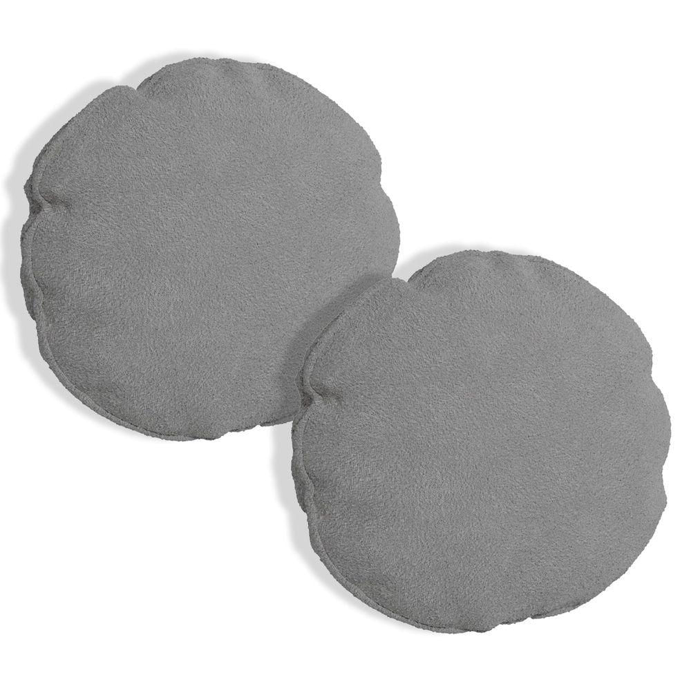 Kit 2 Almofadas Bolacha Redonda Cookie Boucle - 7 Decor Cinza Escuro