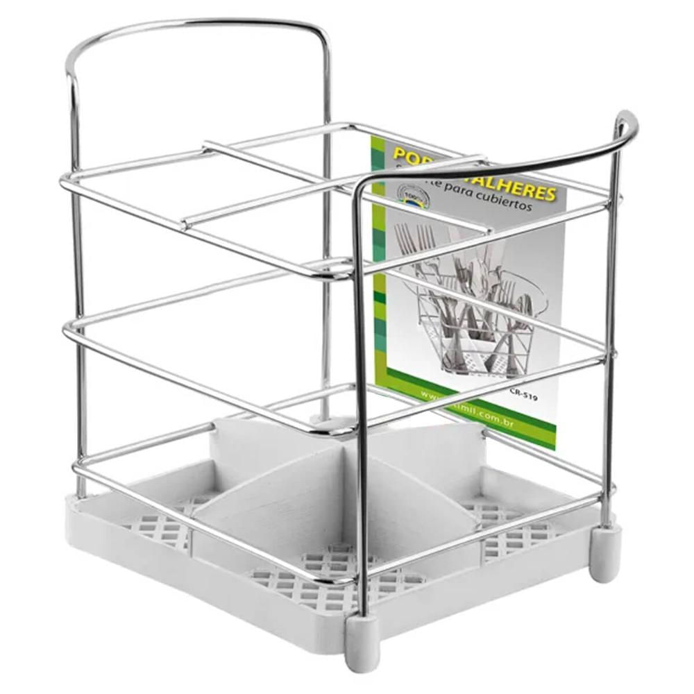 Organizador de Talheres Utimil Porta Garfo e Faca Branco para Mesa Bancada Armário