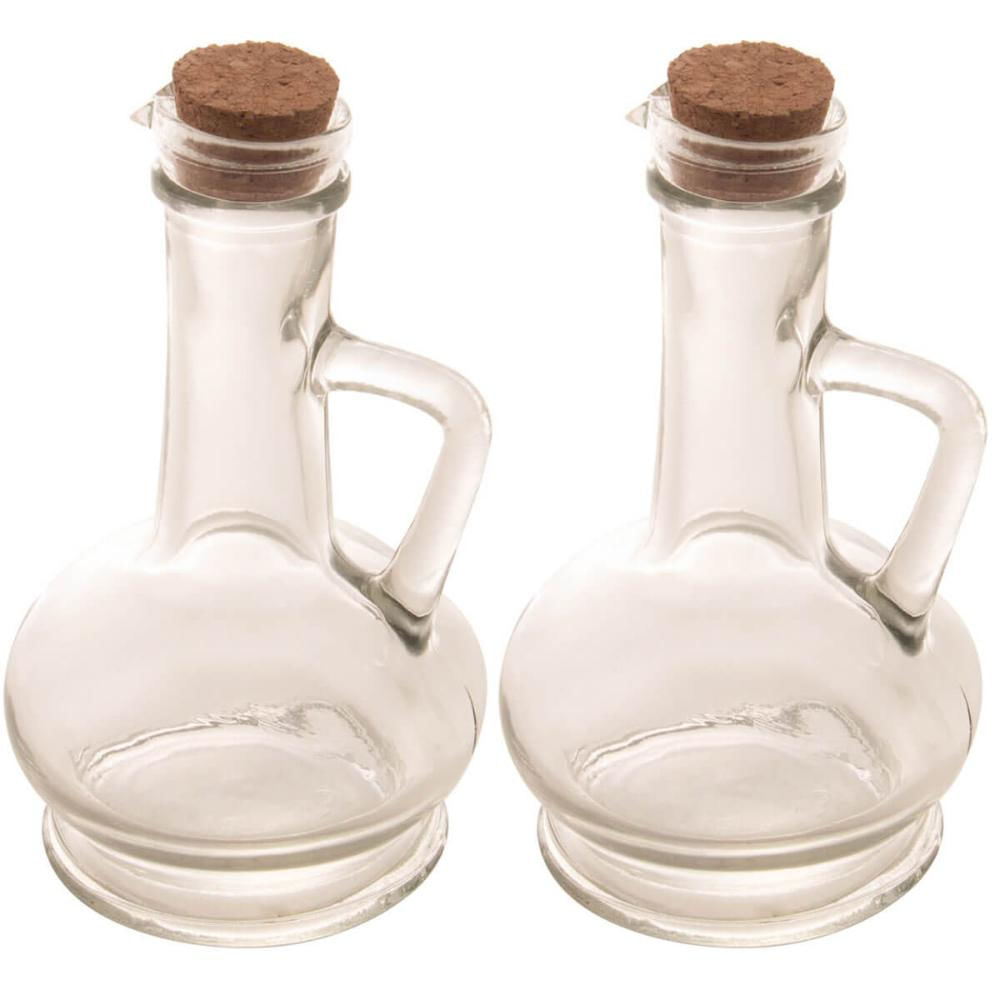 Kit 2 Potes de Vidro Tampa Rolha 230ml para Azeite e Vinagre Lyor Porta Condimentos