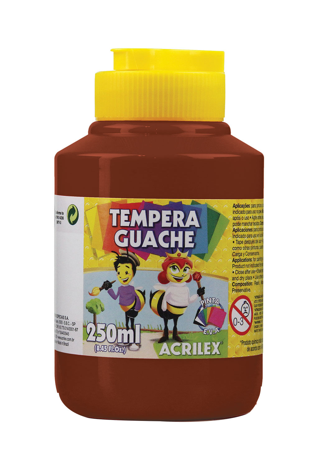 Tinta Guache Acrilex Marrom 250ml