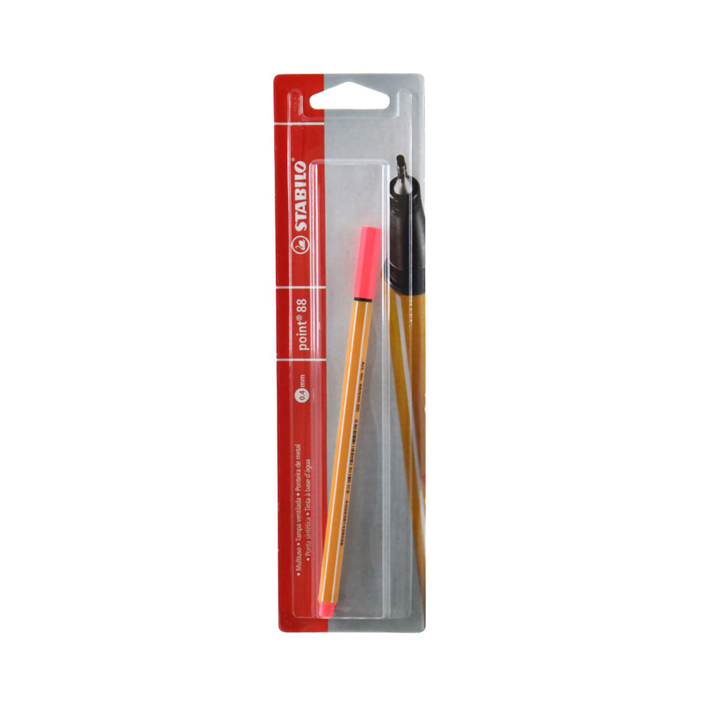 Caneta Hidrográfica Stabilo Point 88 Fine Vermelha Neon 0.4mm