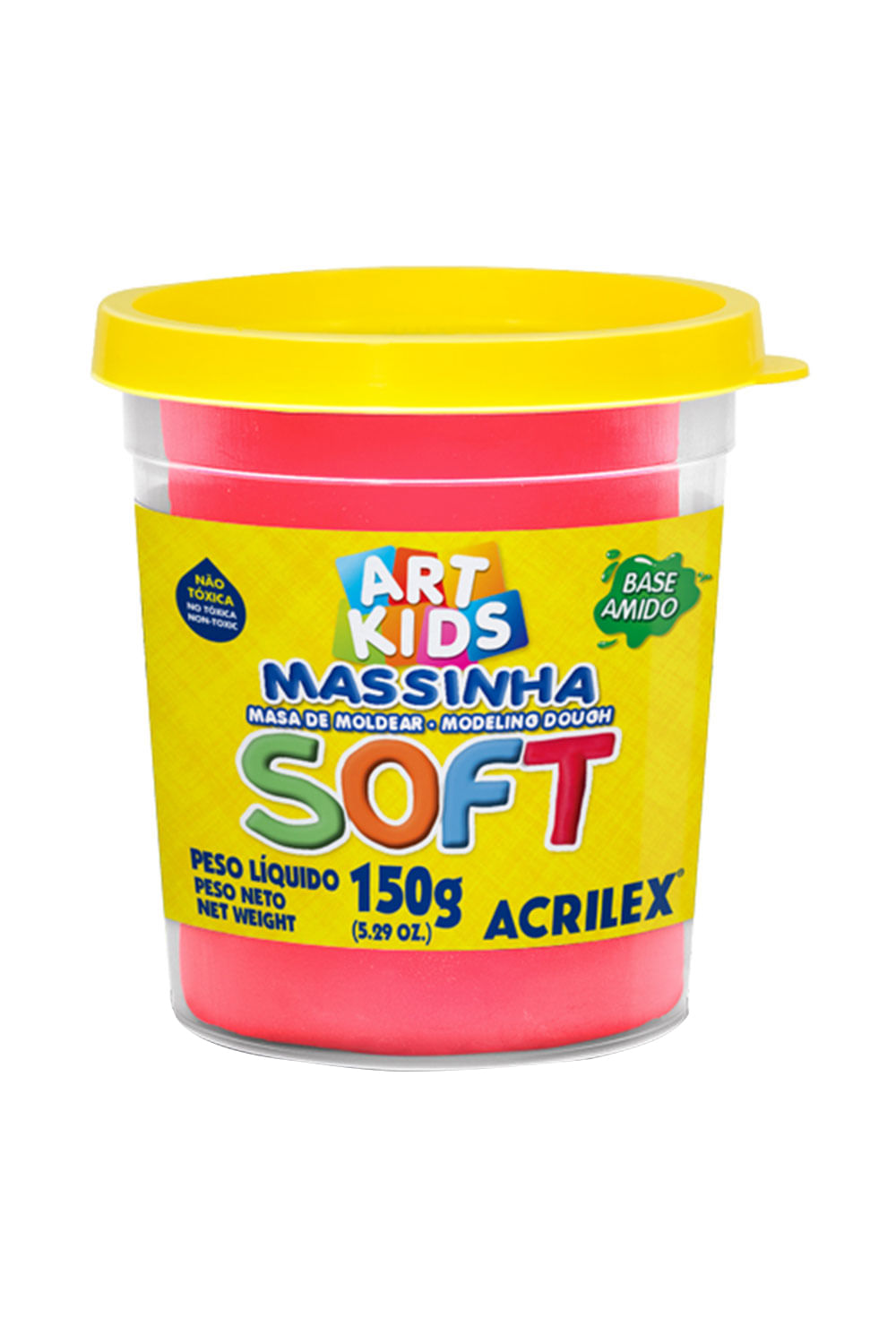 Massa Modelar Acrilex Soft Potinho Base de Amido Vermelho 150g
