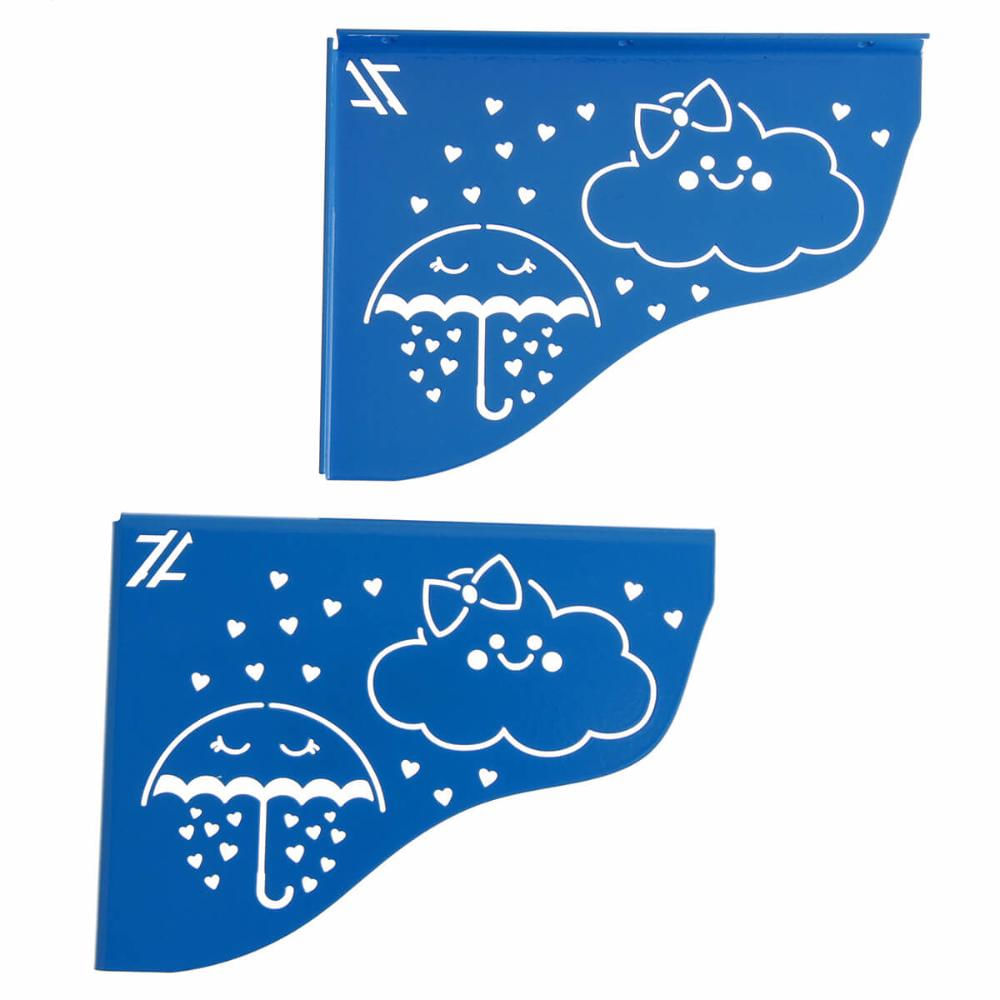 Par Mãos Francesas Reforçada 20cm Prateleira Menino Chuva de Bençãos Azul Aço Zarg