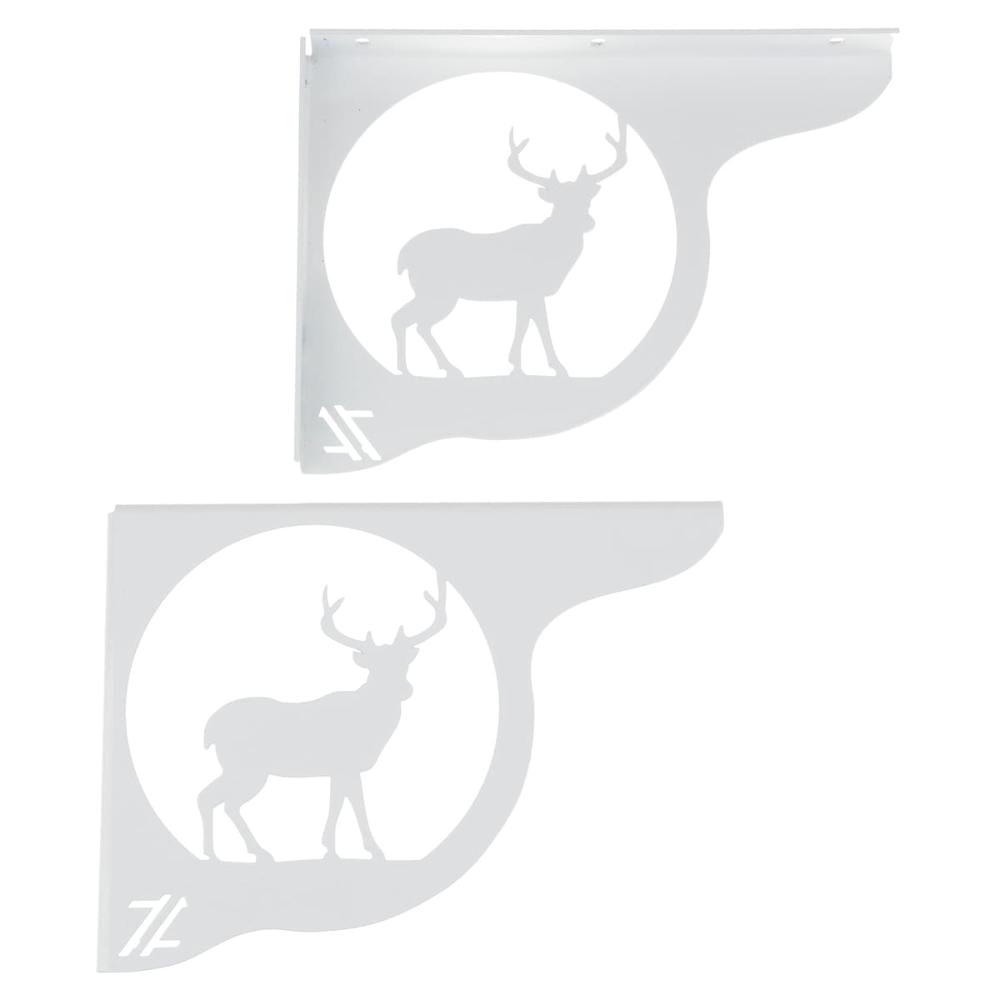 Mão Francesa Ornamentada 20cm Cervo Veado Branco em Aço para Prateleira Zarg