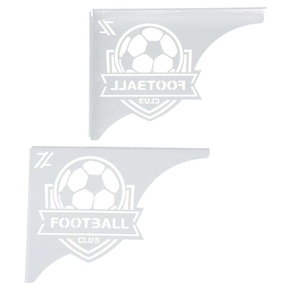 Mão Francesa Ornamentada 20cm Escudo Futebol Aço Branco para Prateleira Zarg