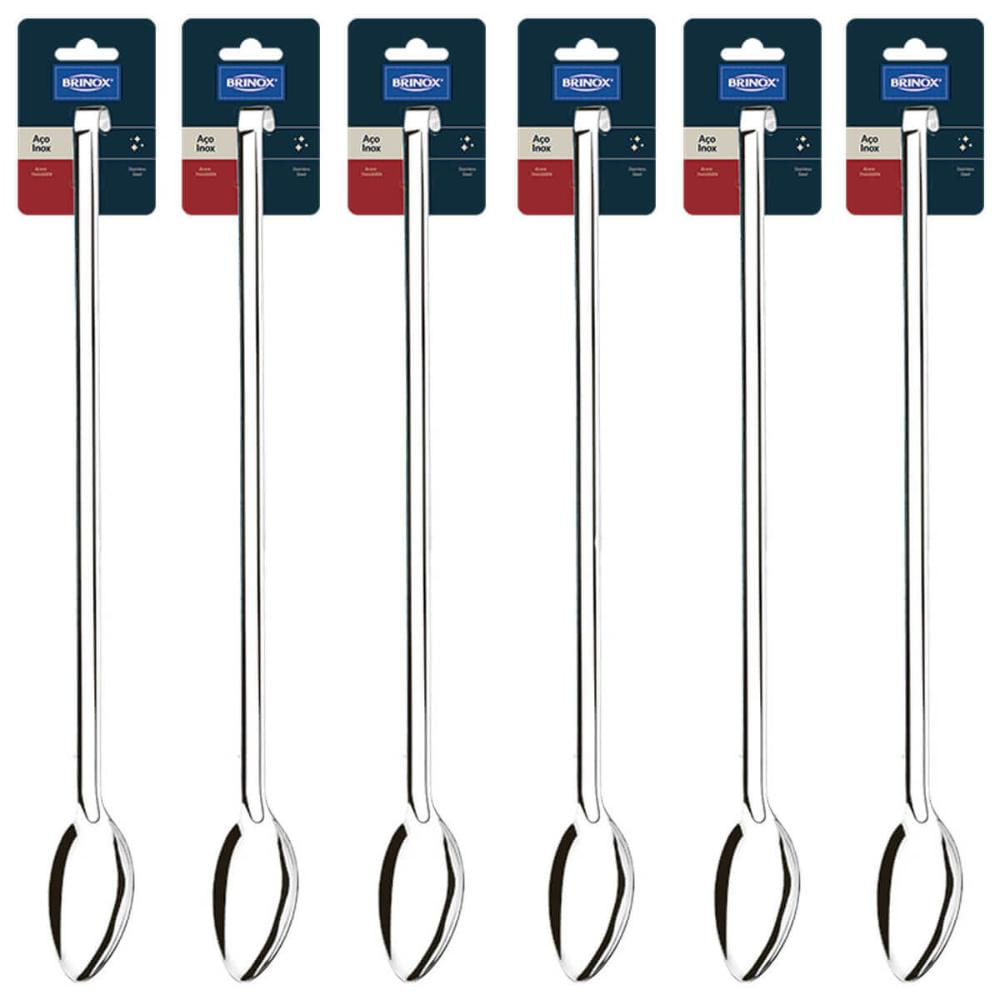 Kit 6 Colher de Servir Arroz Cozinha Industrial Restaurante Grande Aço Inox