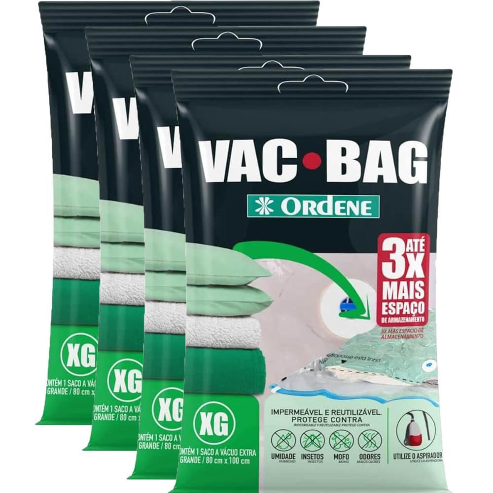 4 Vac Bag Extra Grande 80x100cm cada Saco à Vacuo para Edredom Ordene Transparente