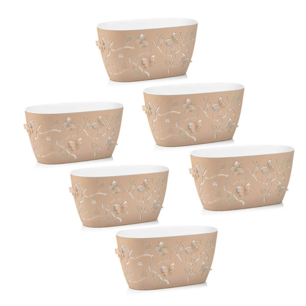 Kit 6 Cachepots Floreira de Mesa 4,1L Conjunto de Vasos para Plantas Borboletas 3D Plasvale