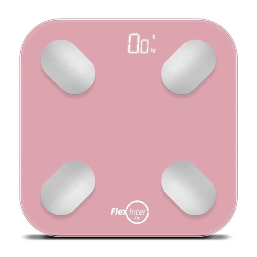 Balança Digital Smart Corporal Bioimpedância FlexInter 180kg Rosa App Android e IOS
