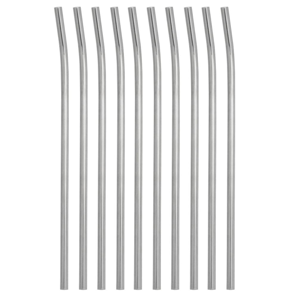 Conjunto 10 Canudos De Aço Inox Reutilizável Ecológico Curvado 6,3mm 21cm