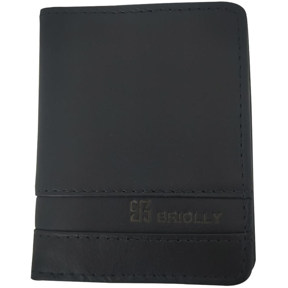 Carteira Briolly Preta Vertical Slim de Homem Veneza Porta Cartão Visor CNH