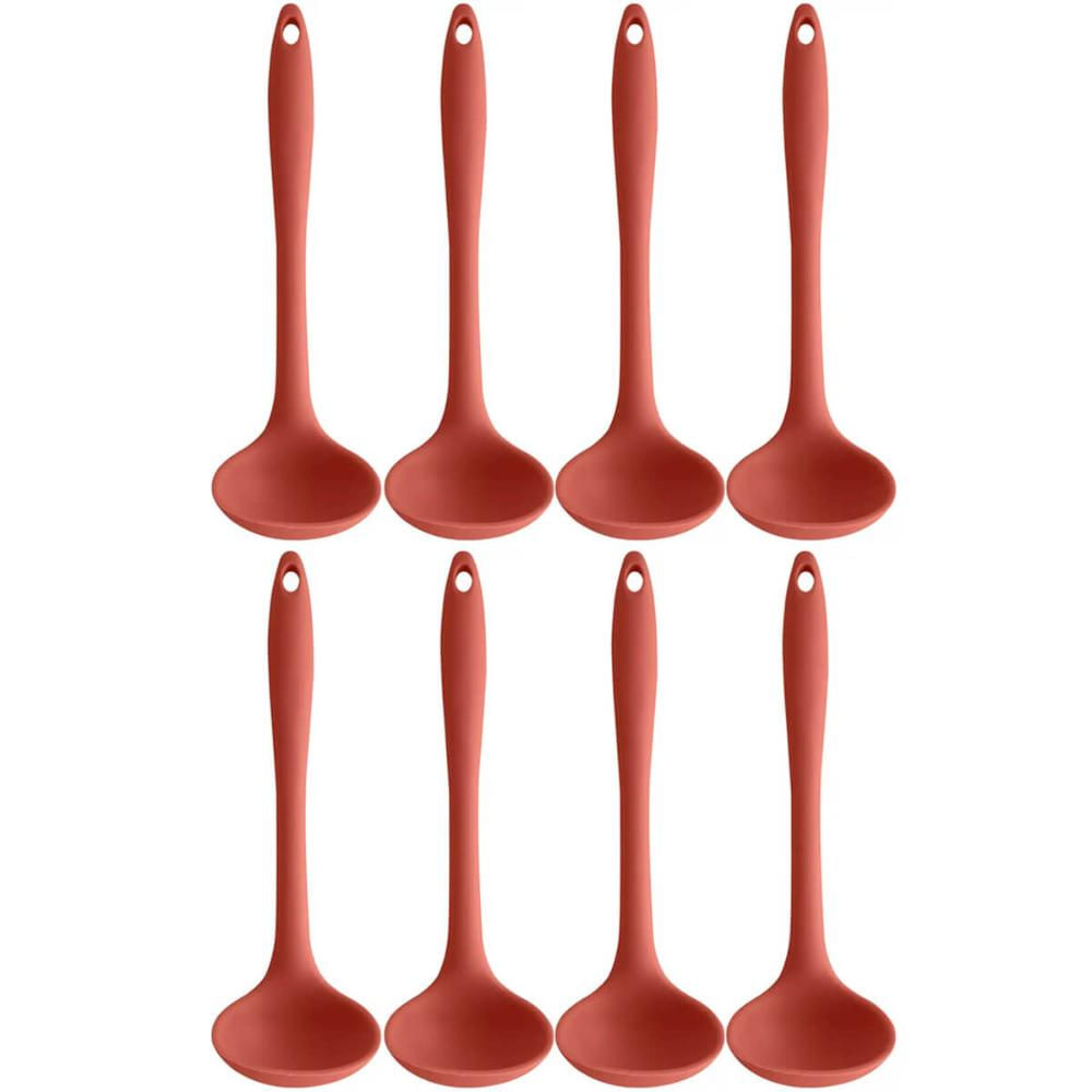 Kit 8 Conchas de Silicone Utensílios Cozinha Talheres para Sopa Feijão Restaurante OU Terracota