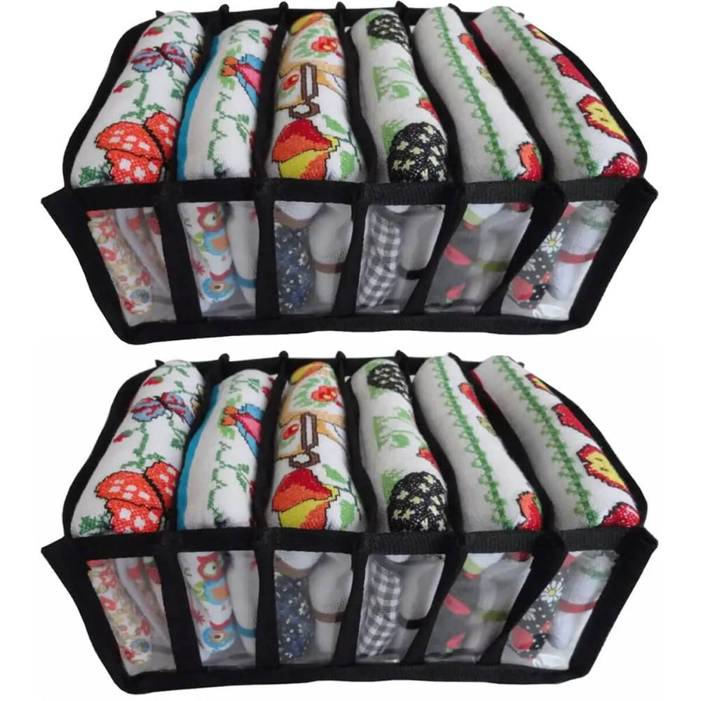 Kit 2 Colmeias Organizadoras de Gavetas 20x18cm Cozinha Lavanderia Toalhas de Louça Tnt Preta