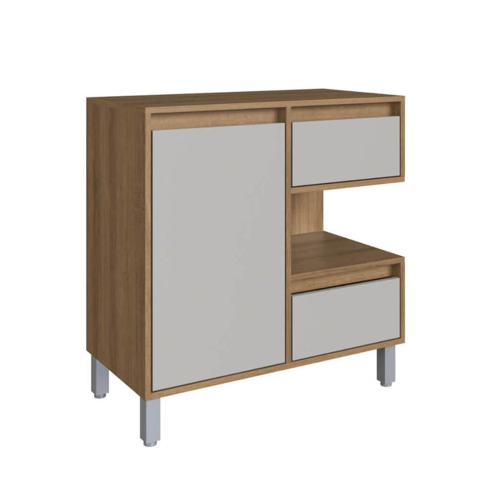 Gabinete Banheiro 80cm Paula Mel Arenas Gavetas Porta Nicho Sem Cuba