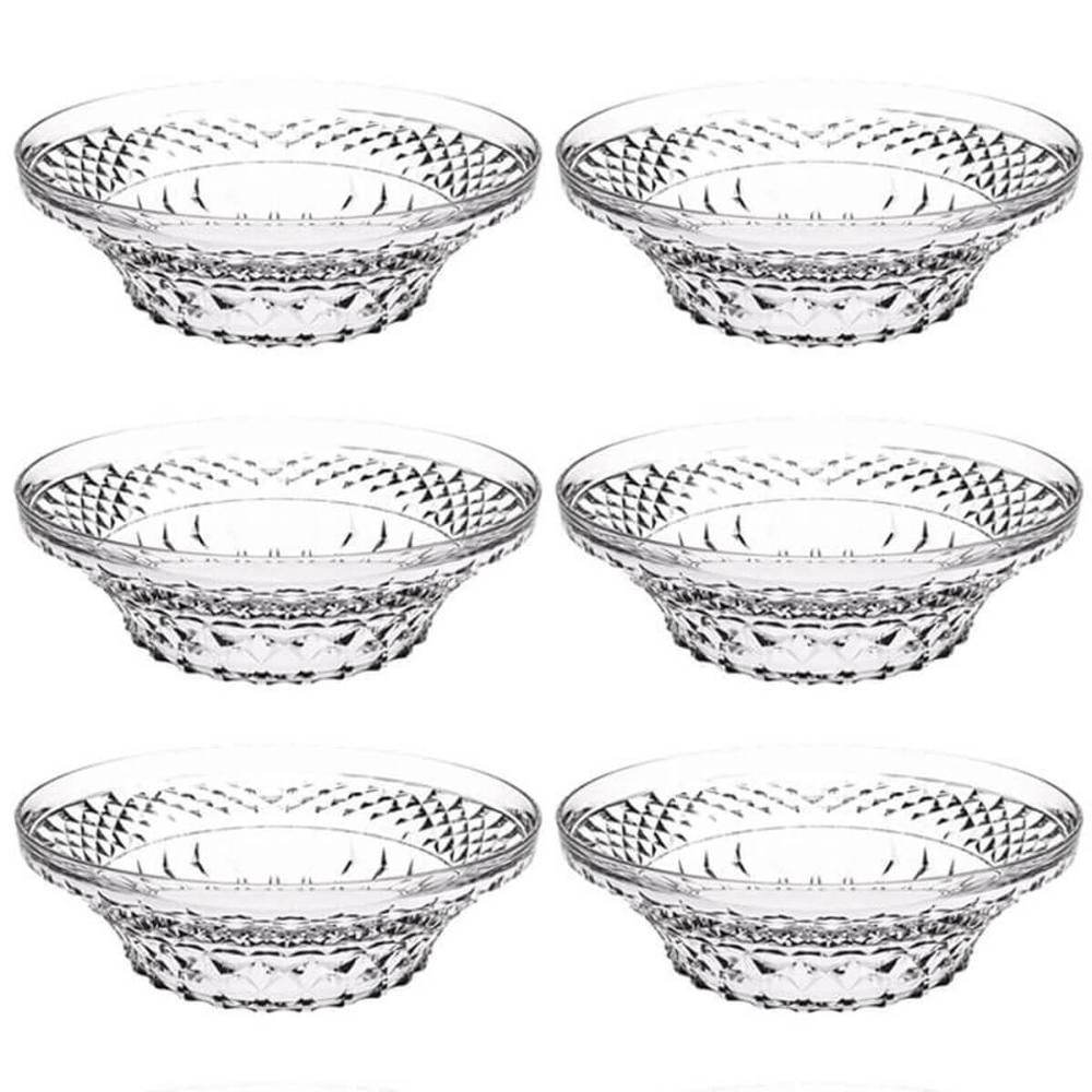 Kit 6 Saladeiras Tigela Redonda 3,3L Crippa Transparente Plástica Salada Sobremesa Restaurante
