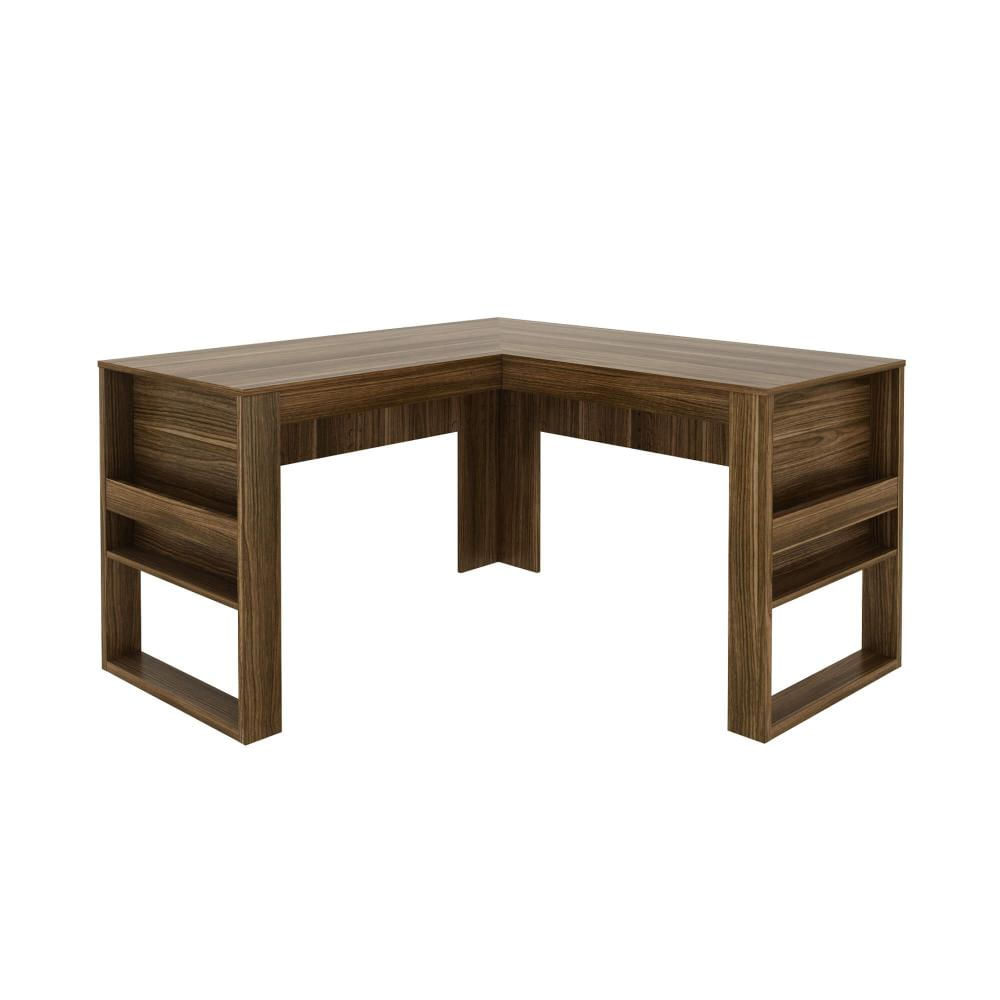 Mesa para Escritório 136cm em L com Detalhe Ripado ME4145 Nogal Tecnomobili