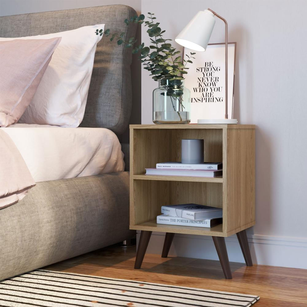 Mesa de Cabeceira com Prateleira Oak Completa Móveis
