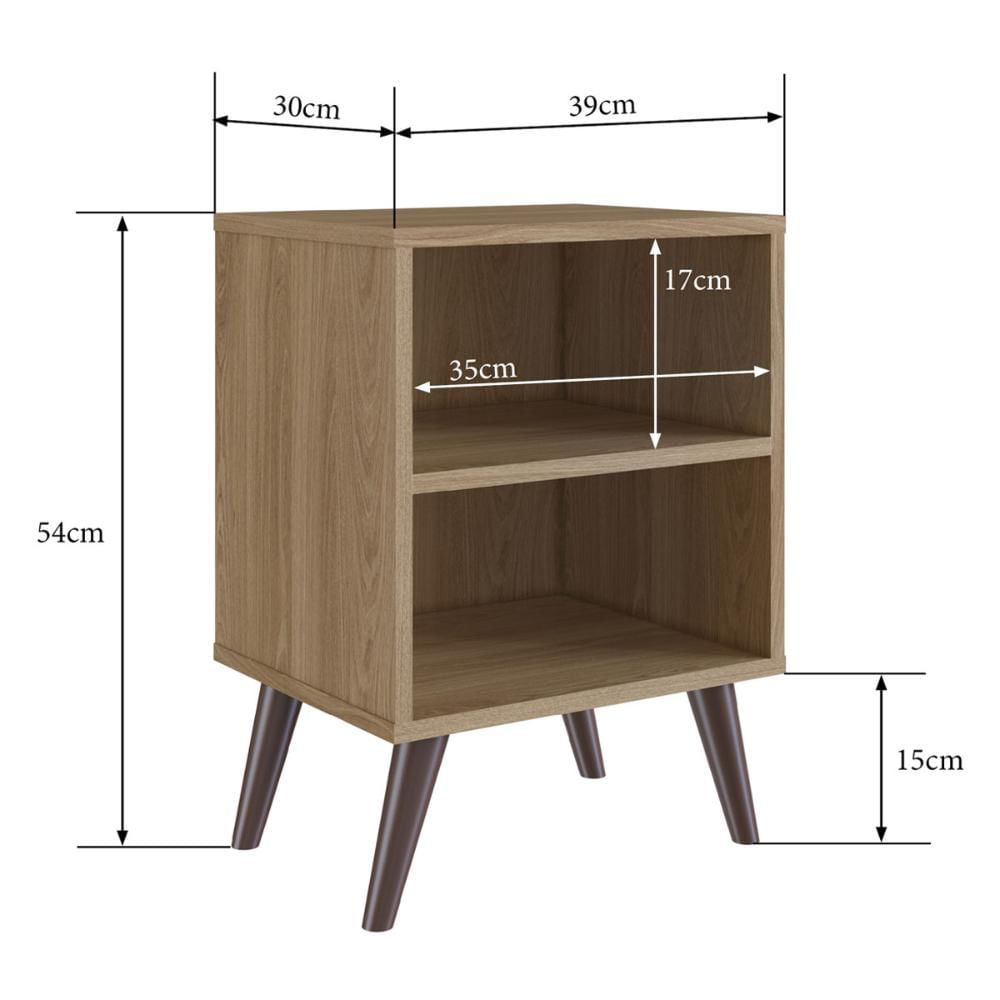 Mesa de Cabeceira com Prateleira Oak Completa Móveis