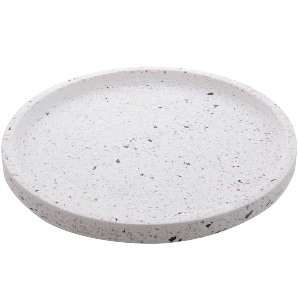 Bandeja Decorativa de Mármore Terrazzo 30cm Redonda Lyor Decoração Casa Banheiro Sala