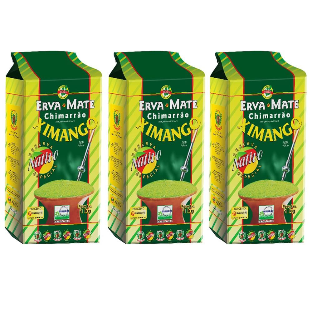 3 Pacote de Erva Mate De Chimarrão Reserva Especial 1kg cada Ximango