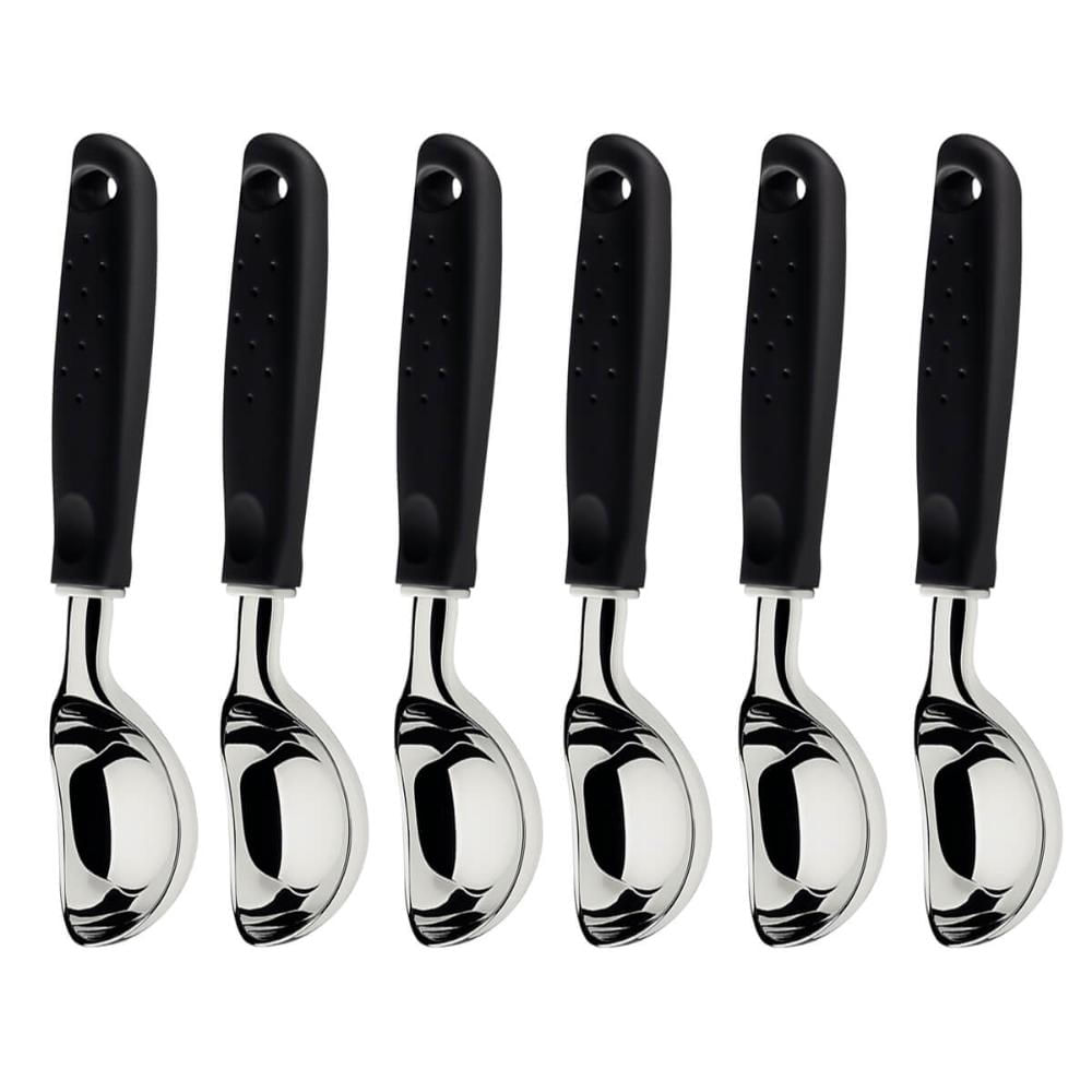 Kit 6 Conchas de Servir Sorvete Tramontina Utilitá Pegador Sorveteria Restaurante Preto