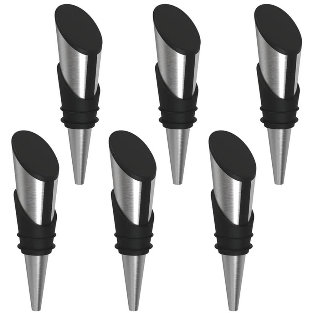Kit 6 Tampas Garrafa de Vinho Rolha Inox 2,3cm Tramontina Harmozina Bar Bartender