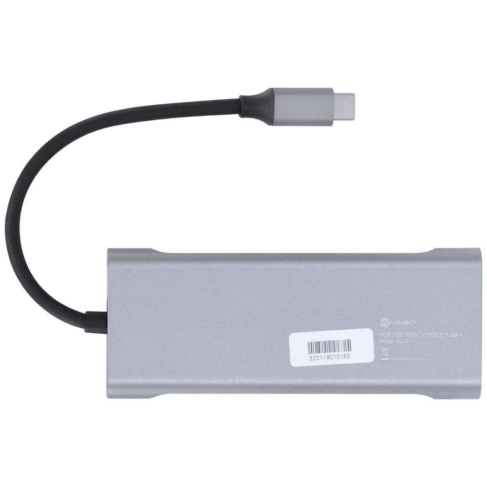 Hub Usb Tipo C / Type C 7 Em 1 Com 3 Usb 3.0 + Leitor...
