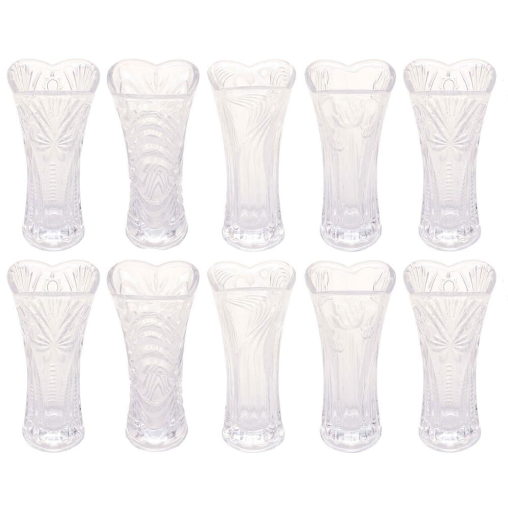 Kit 10 Jarros de Flor Vasos de Vidro Pequenos 7,5x17cm Sortidos Tulipa Lyor Decorativo