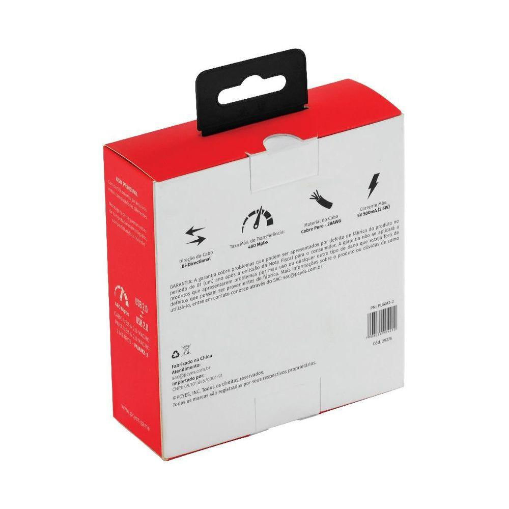 Cabo De Dados Usb A 2.0 Macho 2m - Puam2-2