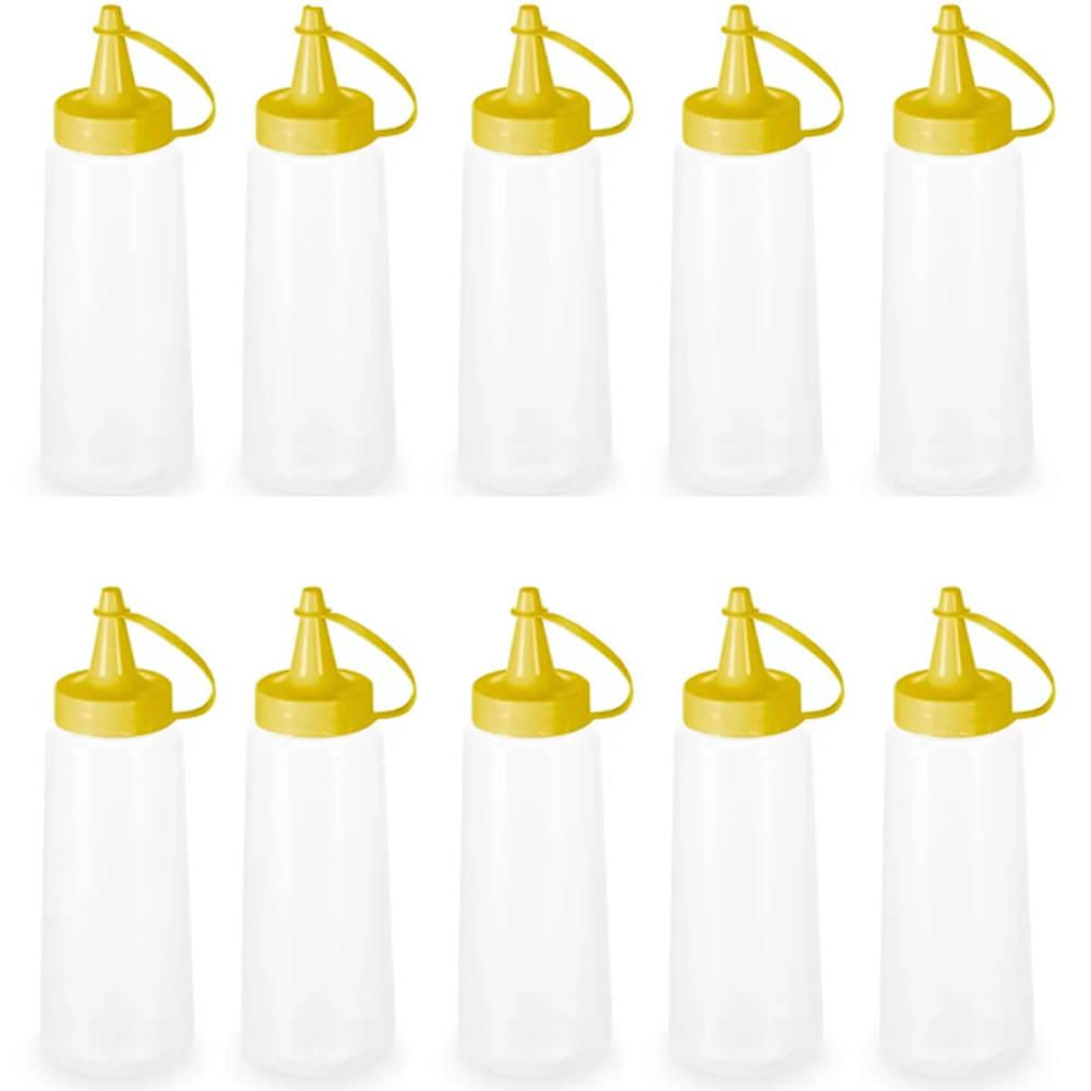 10 Bisnagas para Molhos Plástica 250ml Frasco Ketchup Mostarda Massa Crepe Cozinha