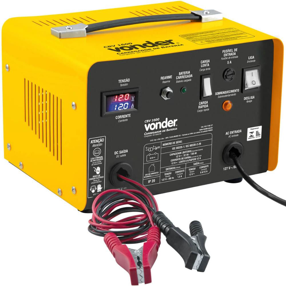 Carregador De Bateria Automotivas 127v CBV1600 Vonder Carga Rápida E Carga Lenta 32ah-150ah