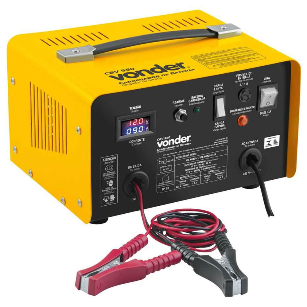 Carregador de Bateria para Automóveis 220V Vonder Carga Rápida e Lenta CBV 950