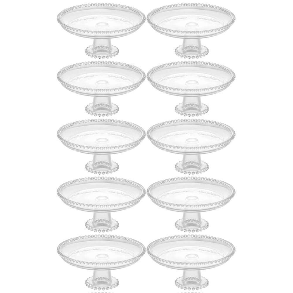 10 Boleiras de Cristal com Pedestal Porta Bolo Doces Salgados Hotel Eventos