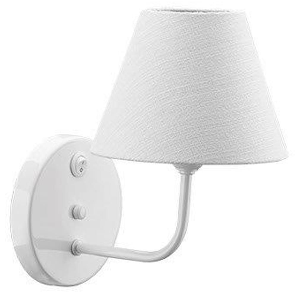Luminária Arandela Cúpula Tecido Branca Bivolt 22x17x27cm de Parede Quarto Dital