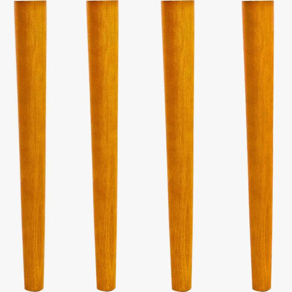 Kit 4 Pés Palitos 40cm Mel Verniz Madeira para Móveis Poltronas Chapas de Fixação