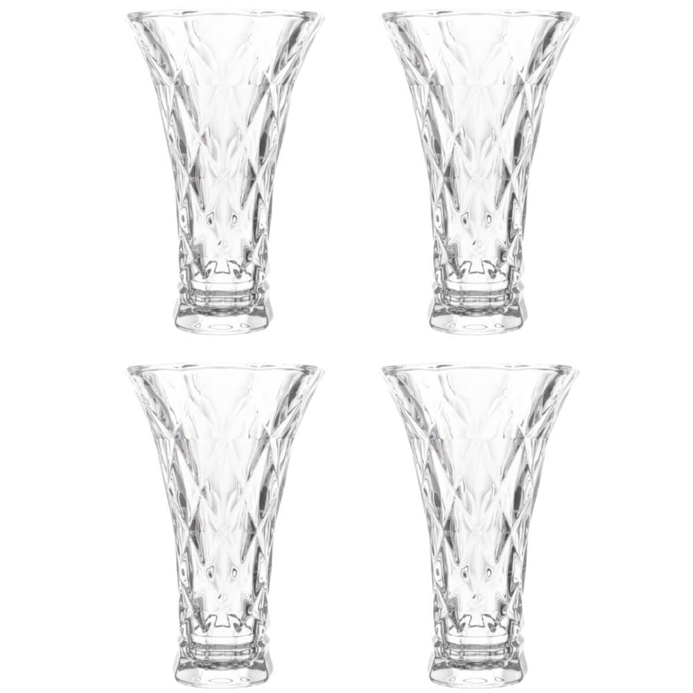 Kit 4 Vasos de Vidro Decorativo Lyor Diamond Transparente 13x20cm para Plantas Arranjos Flores