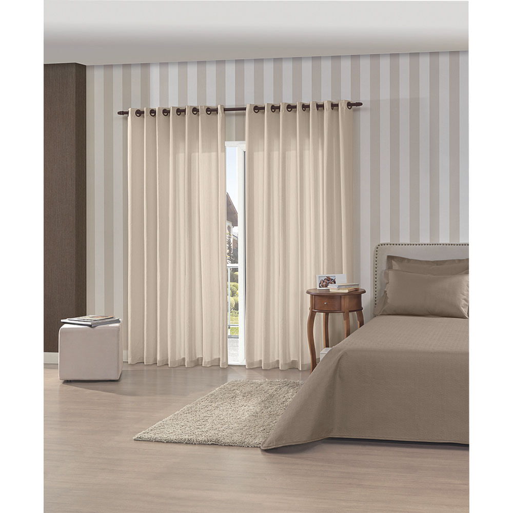 Cortina para Varão 260X170cm Rústíca Pantex Bella Janela Areia