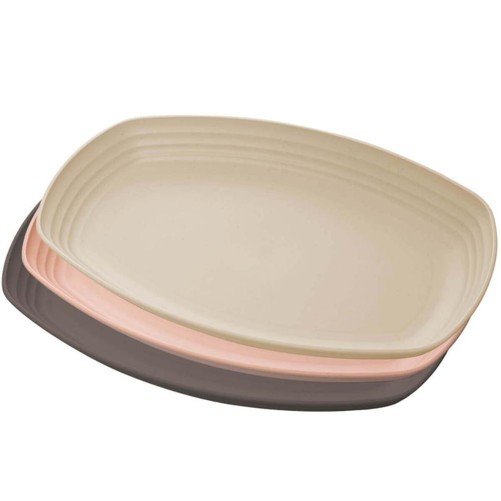 Kit 24 Travessas Bandejas Bambu Plástico Sortidas 29x18x3cm Lines Lyor Servir Frio Petiscos