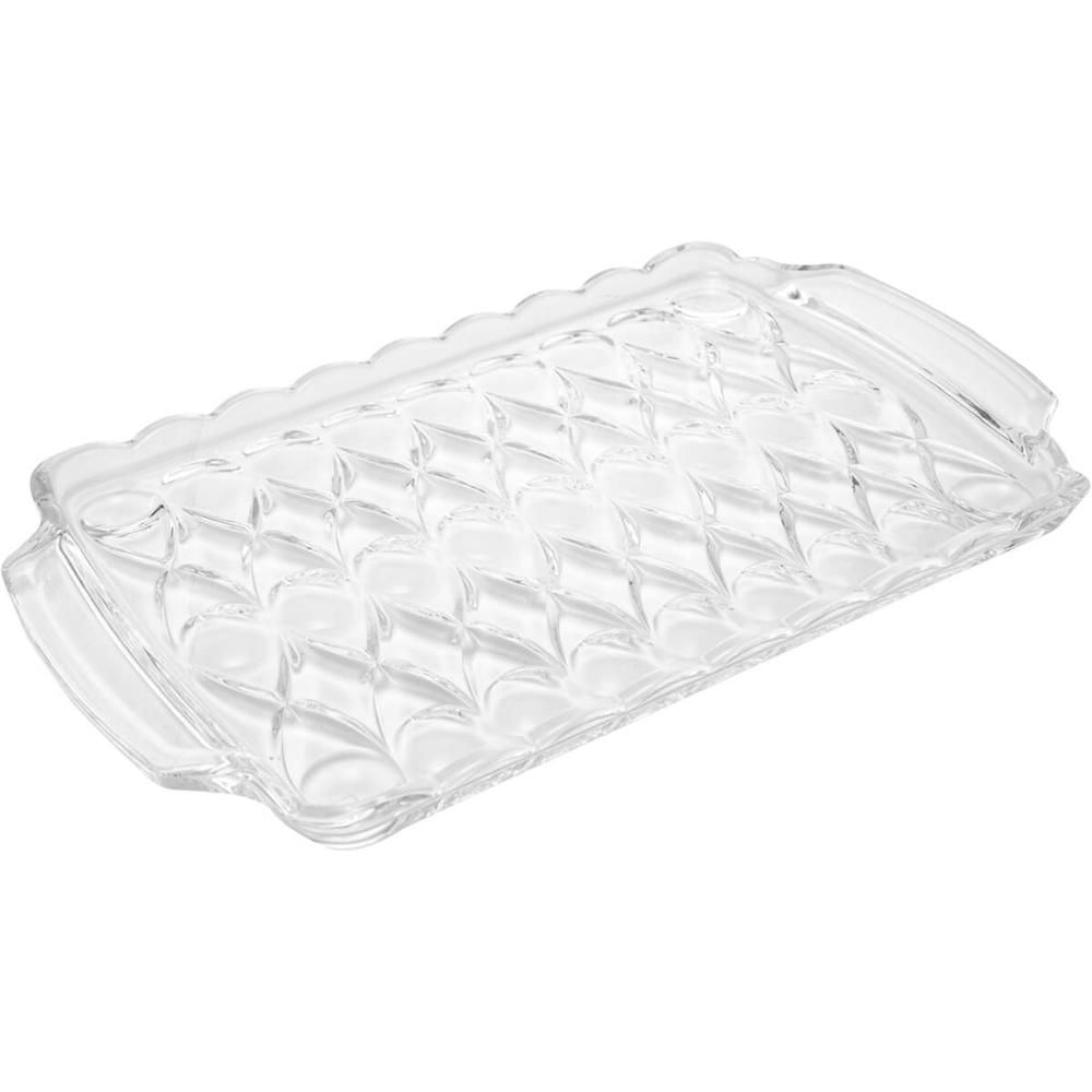 Bandeja Cristal Angel Wolff com Alça 35x21x3cm Café Decorar Mesa Posta