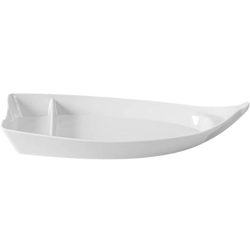 24 Barcas Melamina Branca para Sushi Sashimi Profissional Restaurante Oriental