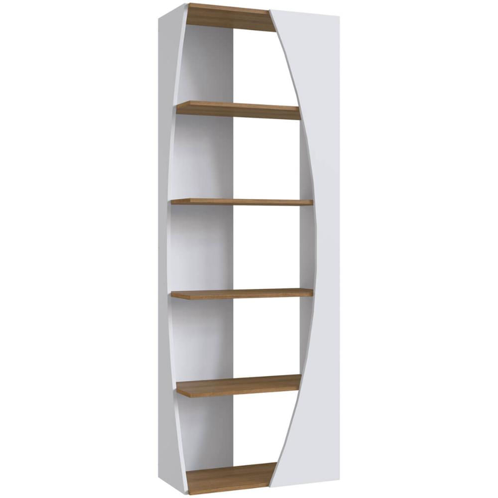 Estante Livreiro Multiuso 5 Prateleiras Branco Mel Prodecor Organizador Escritório 63x33x180cm