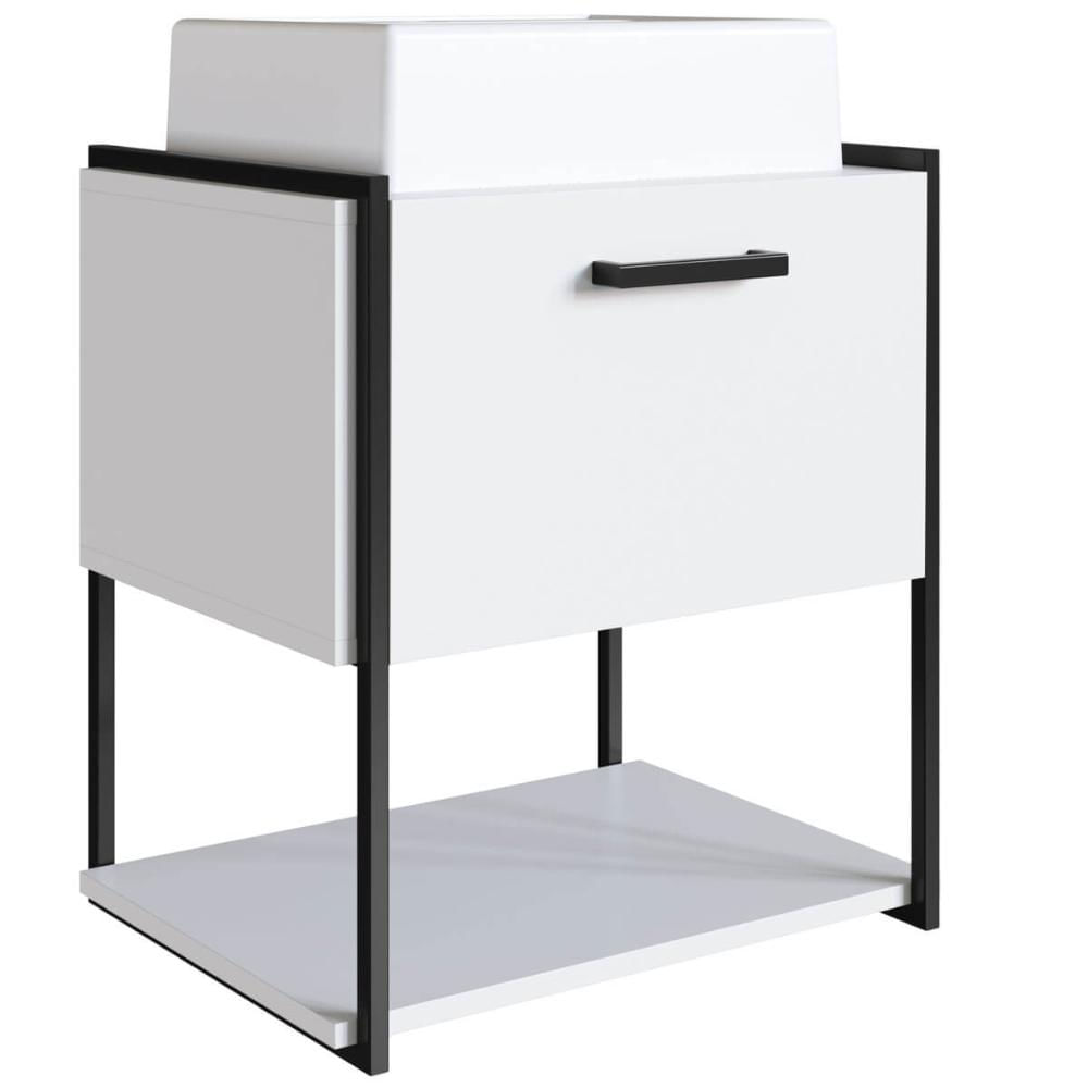Armário Gabinete Banheiro Suspenso com cuba 50x38,5x54cm P1009 Branco